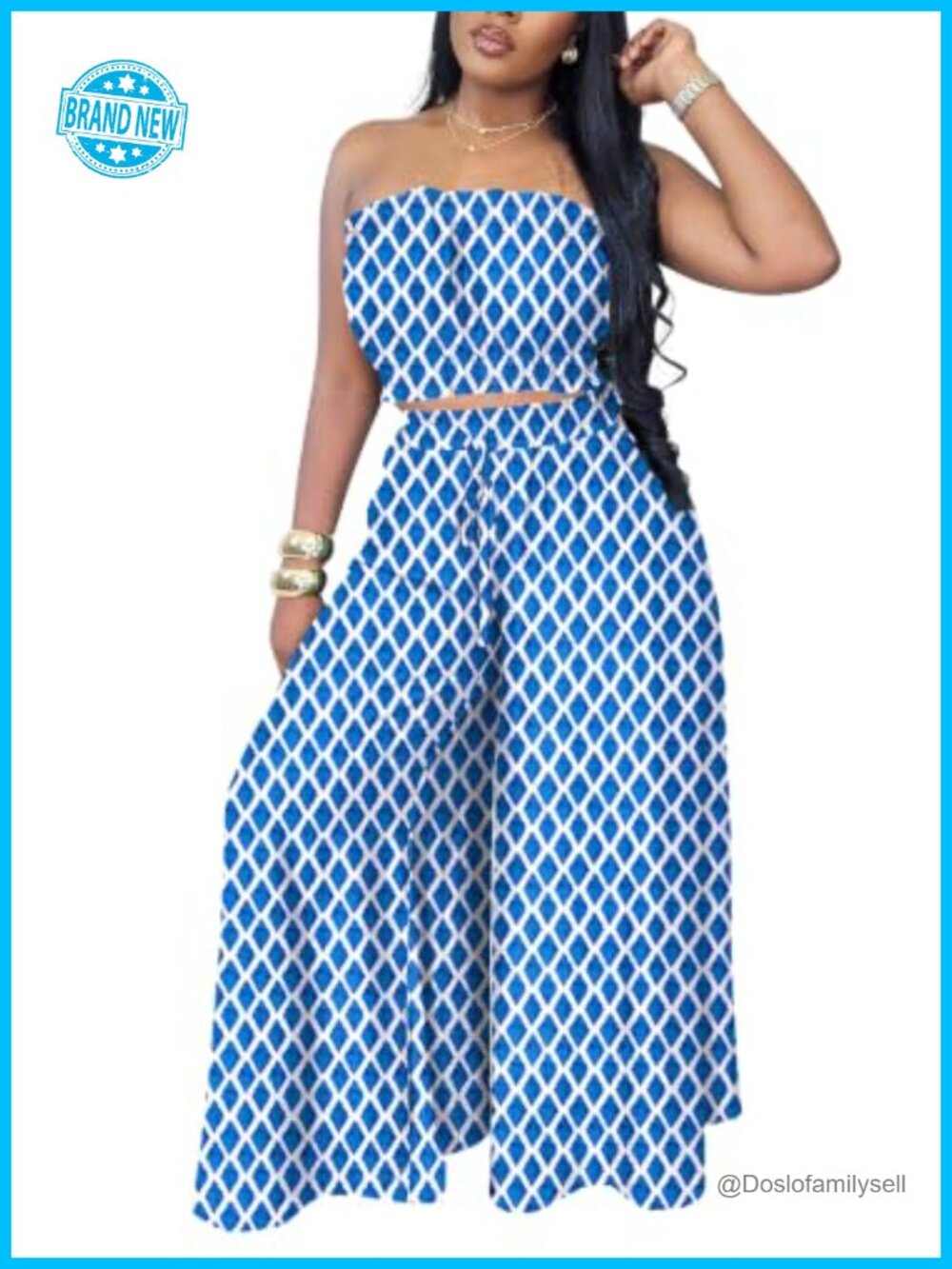 Women's 2 Piece Wide Leg Pants Set Sexy Crop Top Sleeveless Vacation Outfit